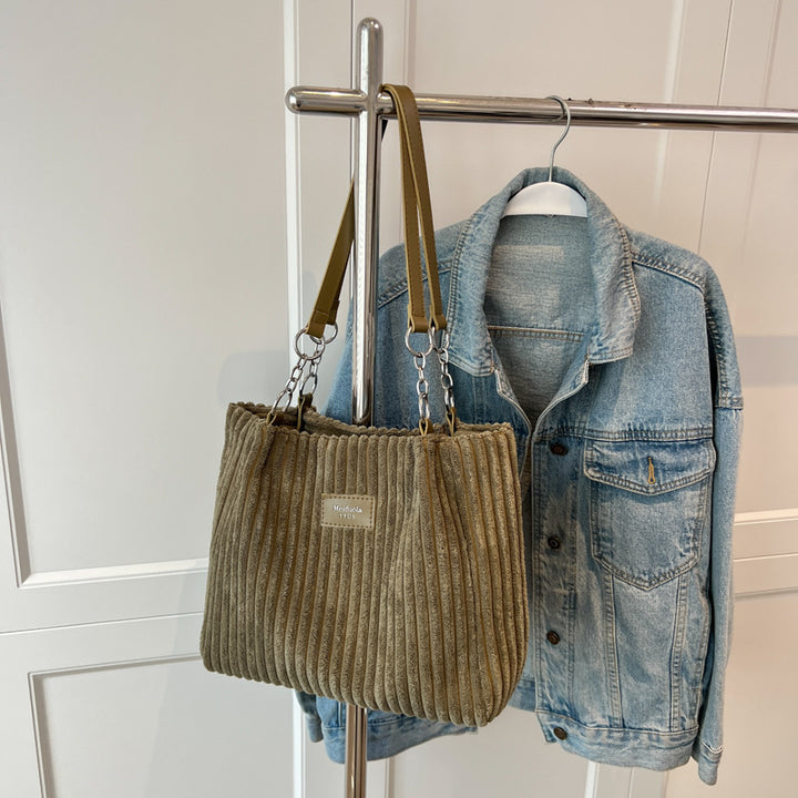 Cord Tote Bag für Damen Chic & Geräumig