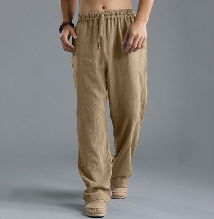 Leichte Herrenhose mit glattem Griff und Bindung