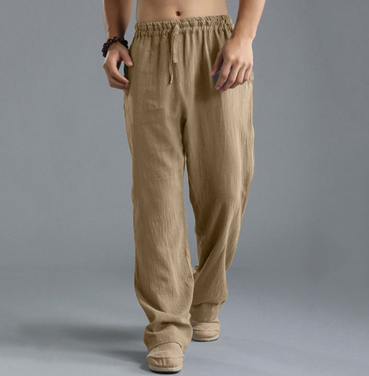 Leichte Herrenhose mit glattem Griff und Bindung