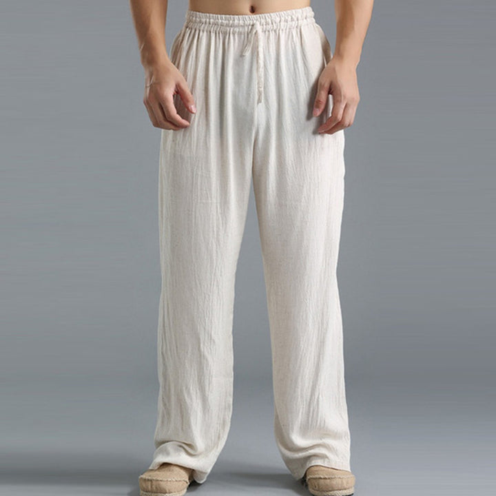Leichte Herrenhose mit glattem Griff und Bindung
