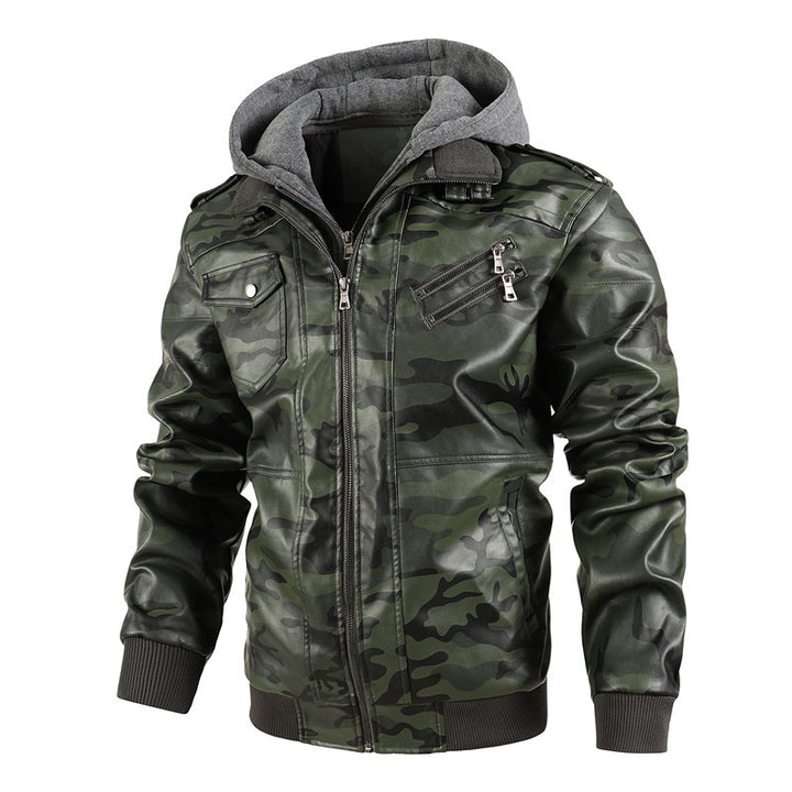 Premium Herren Lederjacke Mit Kapuze