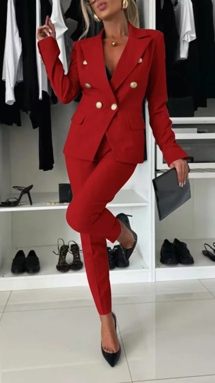 Damen Blazer-Hosen-Set mit tailliertem Schnitt