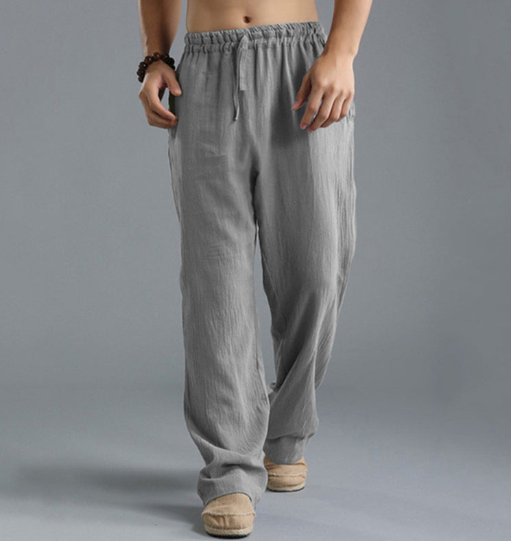 Leichte Herrenhose mit glattem Griff und Bindung