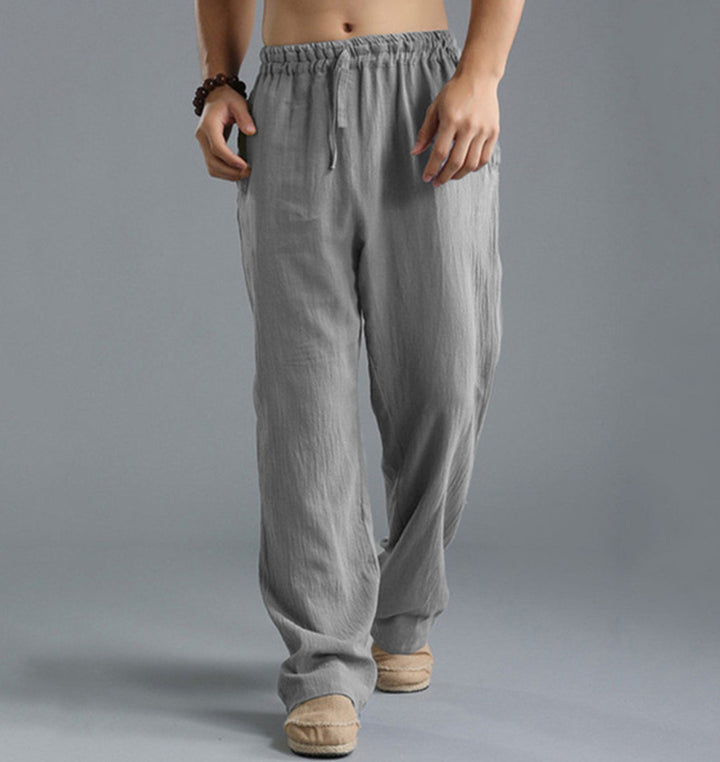 Leichte Herrenhose mit glattem Griff und Bindung