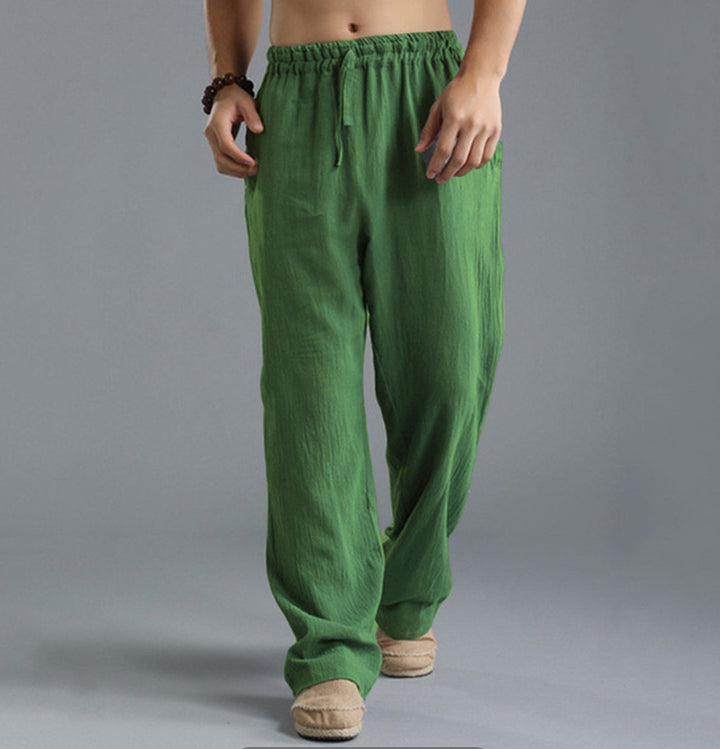 Leichte Herrenhose mit glattem Griff und Bindung