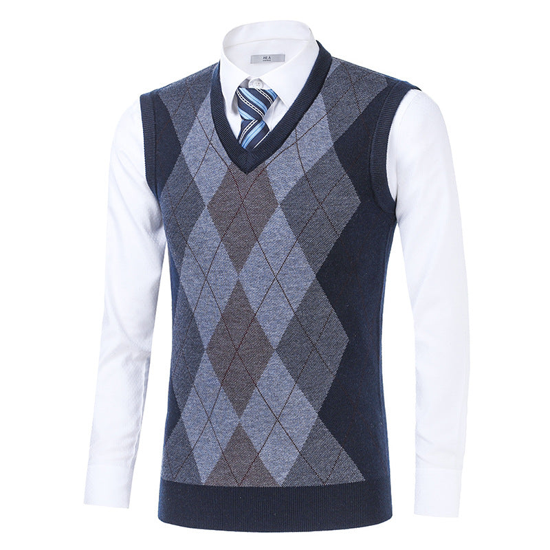Herren elegante Argyle-Strickweste Aliams