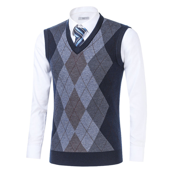 Herren elegante Argyle-Strickweste Aliams