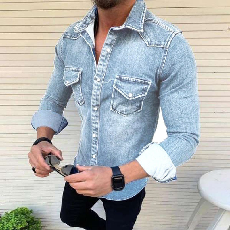 Herren Denim Hemd mit modernem Schnitt und praktischen Brusttaschen Aliams