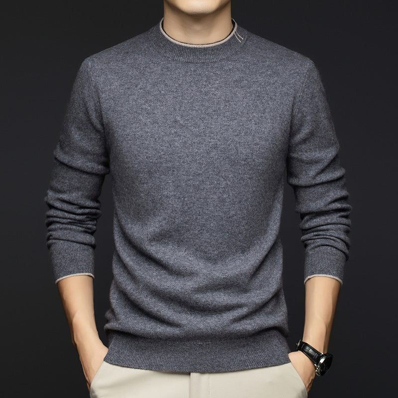 Herren klassischer Rundhals-Pullover aus hochwertiger Wolle Aliams