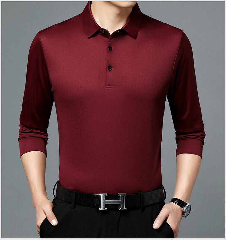 Herren atmungsaktives Langarm Poloshirt mit feuchtigkeitsregulierendem Material Aliams