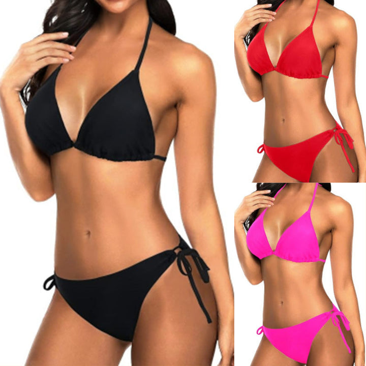 Damen Triangel-Bikini-Set mit Verstellbaren Trägern und Minimalistischem Design Aliams