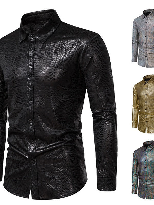 Herren elegantes Hemd mit schimmerndem Obermaterial und modernem Schnitt Aliams