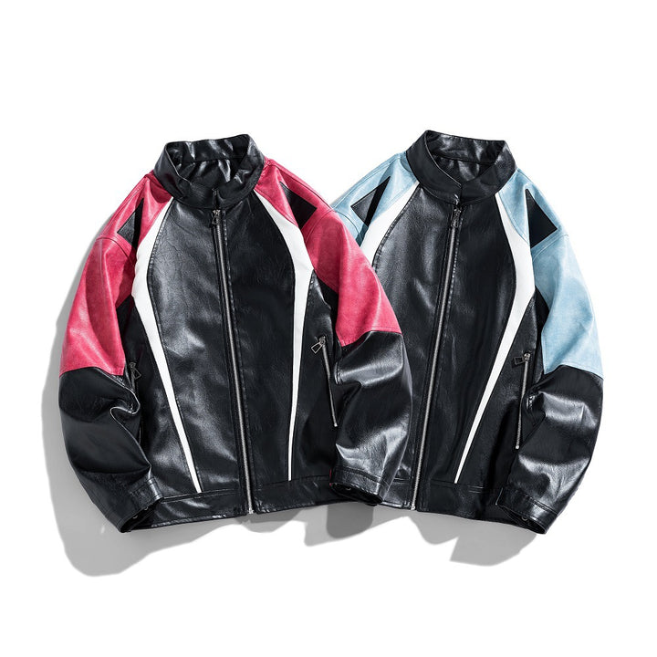 Herren Kunstlederjacke im urbanen Racing-Stil mit auffälligen Farbakzenten Aliams