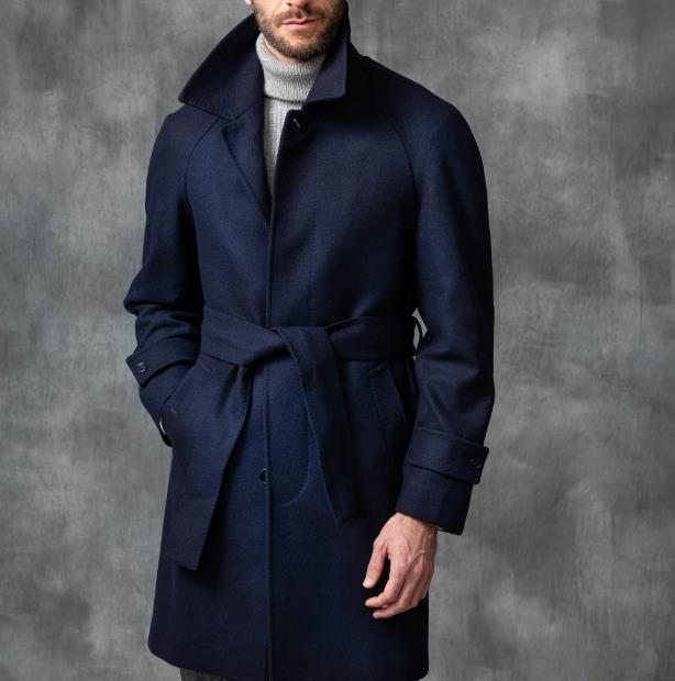 Herren eleganter Trenchcoat mit Taillengürtel und modernen Akzenten Aliams