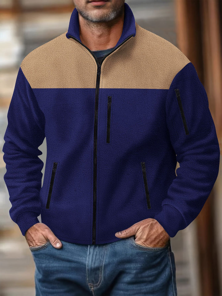 Herren Fleecejacke mit hohem Kragen und praktischen Reißverschlusstaschen Aliams