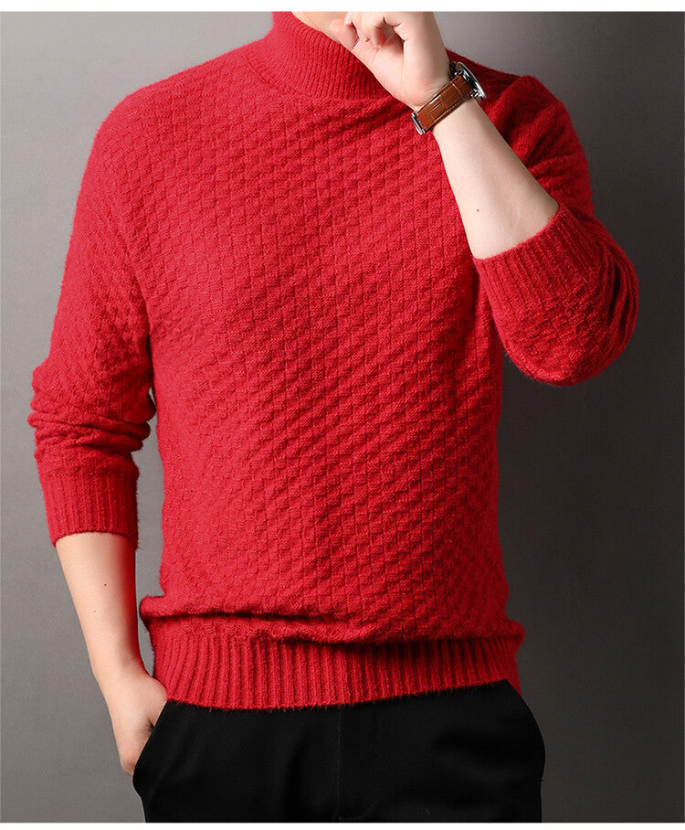 Herren Strickpullover mit hohem Kragen und strukturiertem Design Aliams