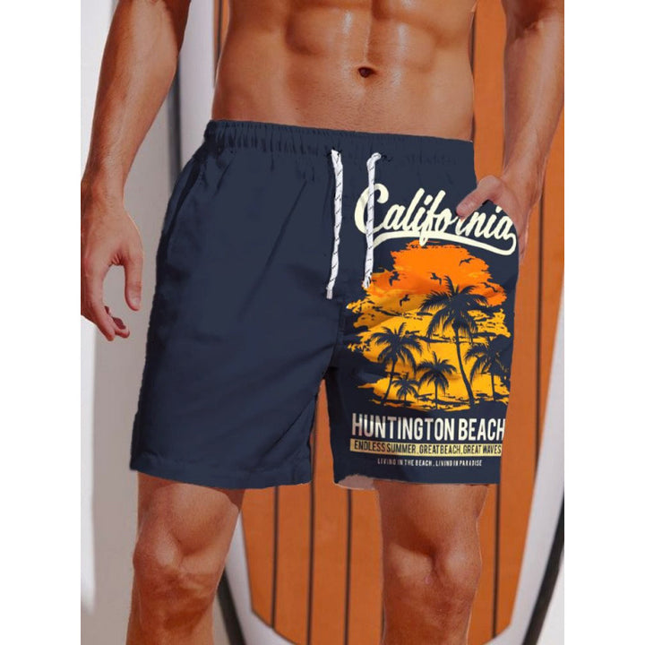 Herren Grafik Psychedelischer Druck Badehose Aliams