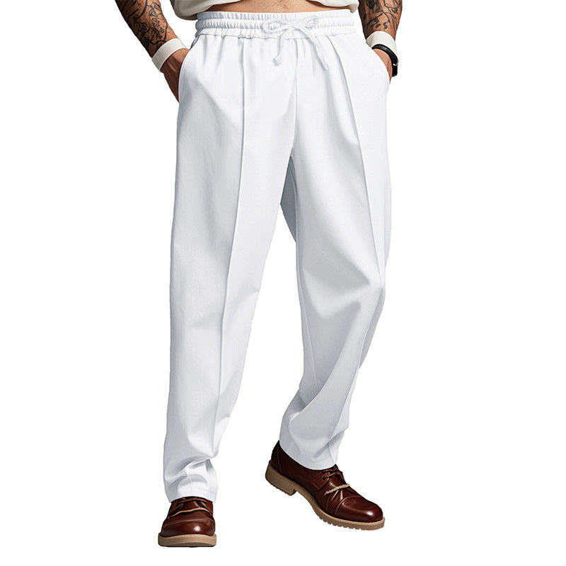 Herren Chino-Hose mit verstellbarem Bund und eleganter Faltenoptik Aliams