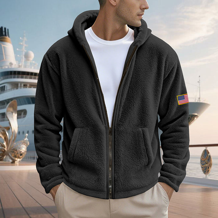 Herren Fleece-Hoodie mit praktischen Taschen und modernem Reißverschluss Aliams