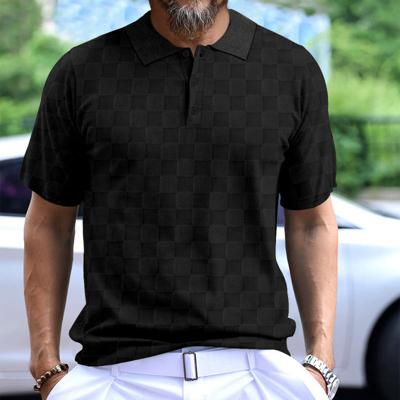 Herren Kurzarm-Polohemd mit strukturiertem Design und eleganter Knopfleiste Aliams