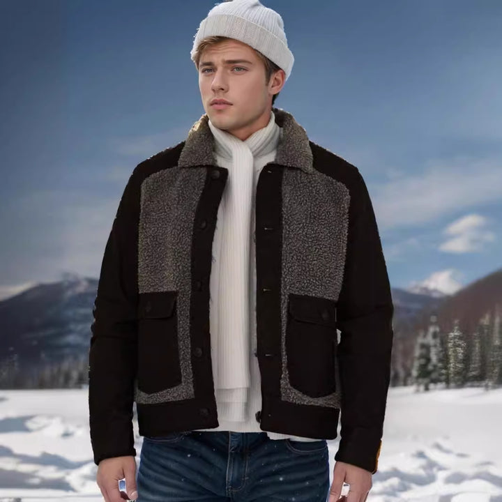 Herren warme Utility-Jacke mit abnehmbaren Sherpa-Kragen Aliams