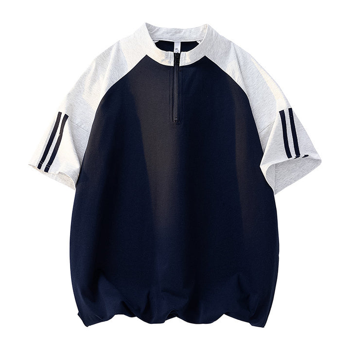 Herren sportliches Kurzarm-Oberteil mit modernem Reißverschluss Aliams