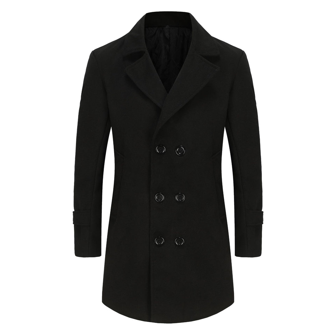 Herren stilvoller und eleganter Übercoat mit doppelter Knopfreihe Aliams