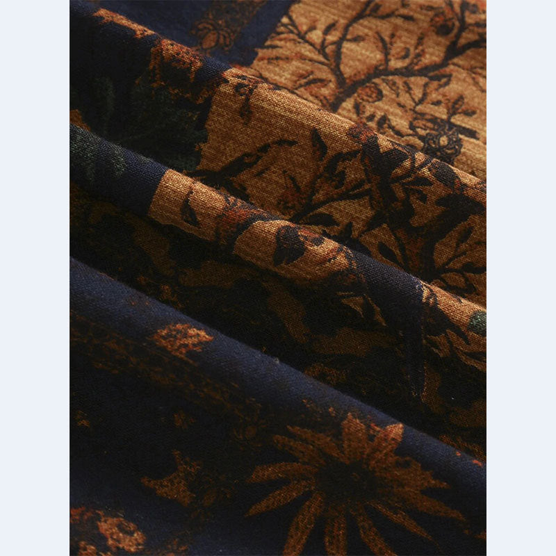 Herren Kurzarm Hemd mit floralem Design und strukturiertem Stoff Aliams