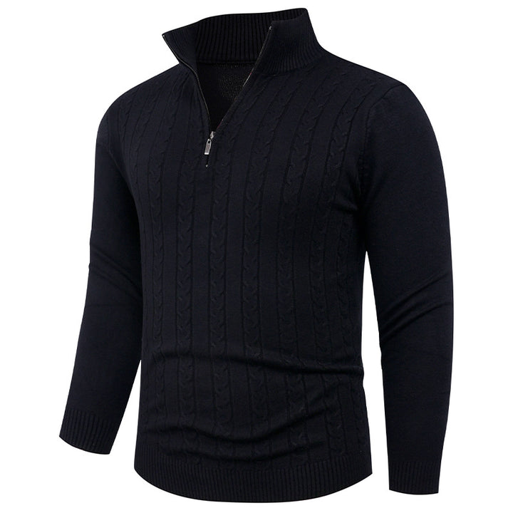 Herren Strukturierter Pullover mit ZIP-Kragen Aliams