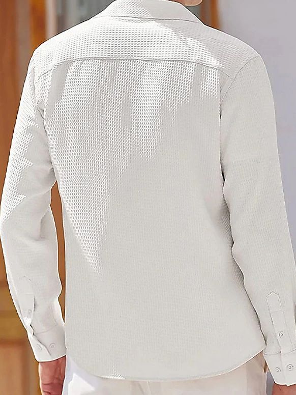 Herren elegantes Langarmhemd mit strukturiertem Muster Aliams