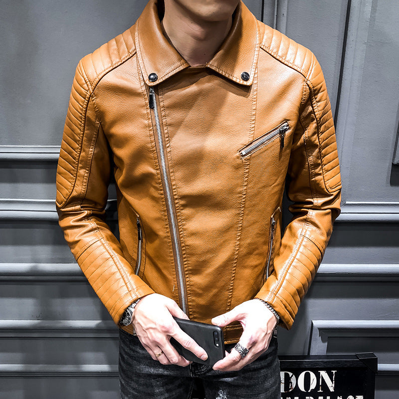 Herren robuste Kunstleder Bikerjacke mit stylischen Steppnähten und praktischen Taschen Aliams