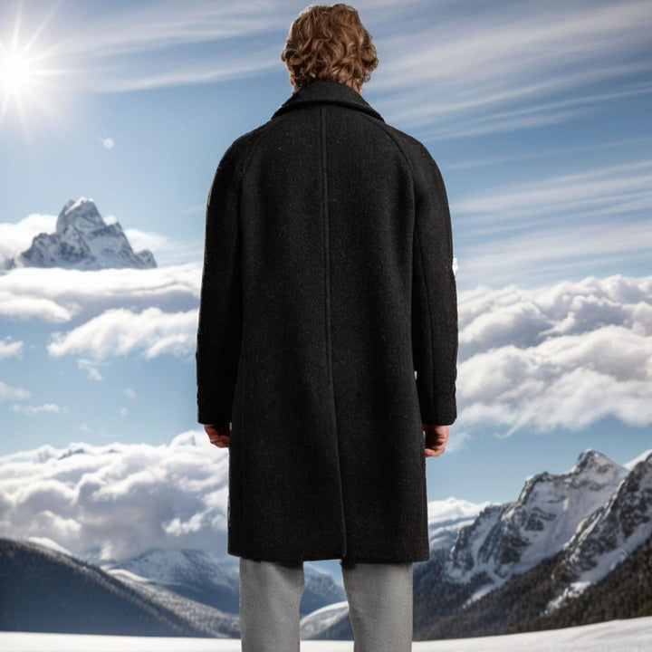 Herren eleganter Wollmantel im klassischen Stil mit großen Taschen Aliams