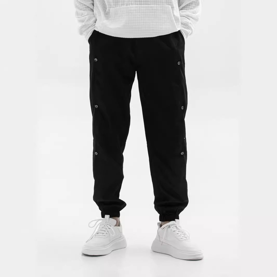 Herren Stylische Cargo-Hose mit praktischen Knöpfen und elastischem Bund Aliams