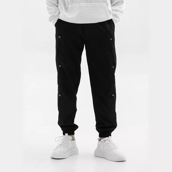 Herren Stylische Cargo-Hose mit praktischen Knöpfen und elastischem Bund Aliams