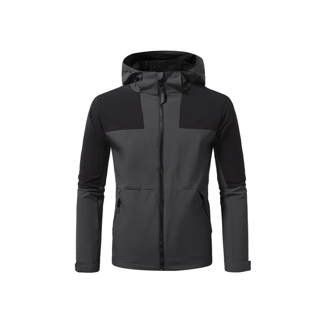 Herren Windbreaker Jacke mit verstellbarem Kapuzenkragen und seitlichen Taschen Aliams