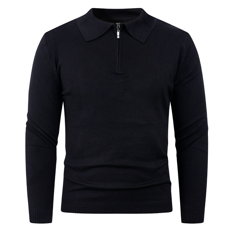 Herren Strickpullover mit halb offenem Kragen und feiner Rippenstruktur Aliams