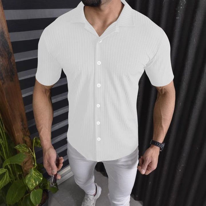 Herren Kurzarm-Hemd mit feinem Rippendesign Aliams