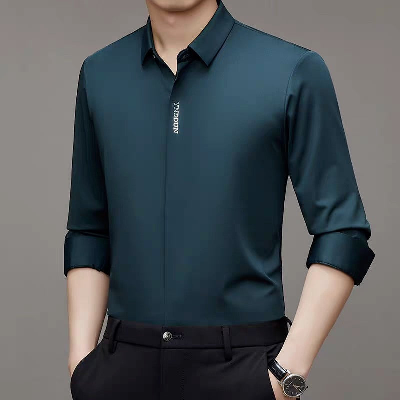 Herren elegante Langarmbluse mit modernem Stehkragen und hochwertigen Materialien Aliams