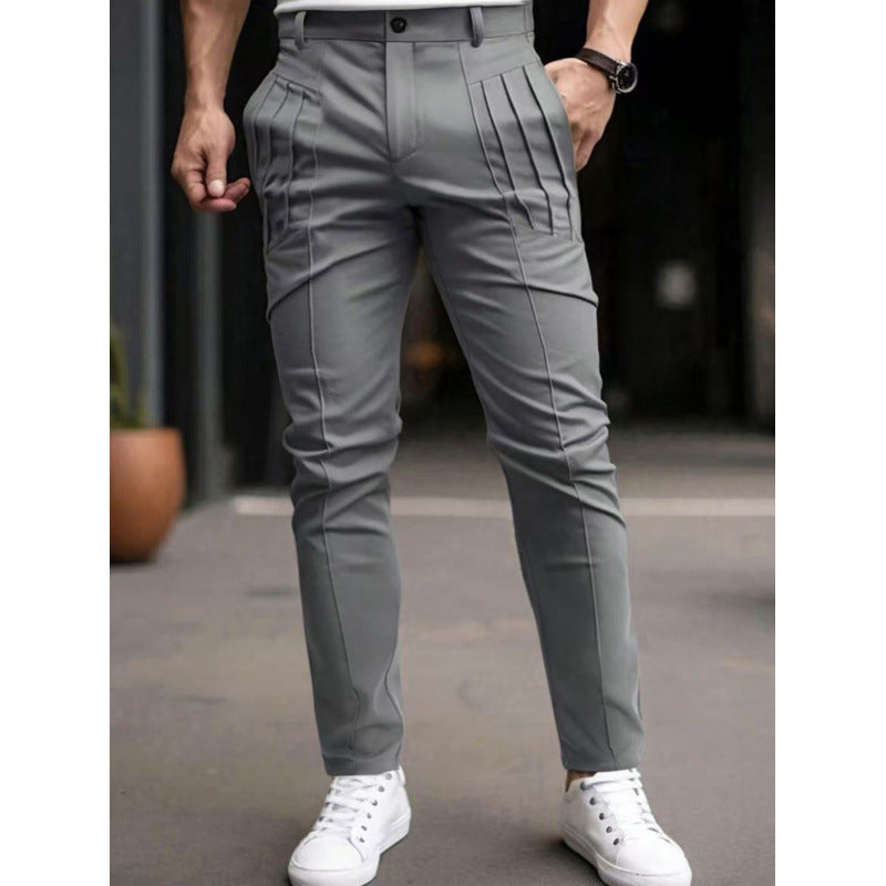 Herren stylische Slim-Fit Anzughose mit plissiertem Design Aliams