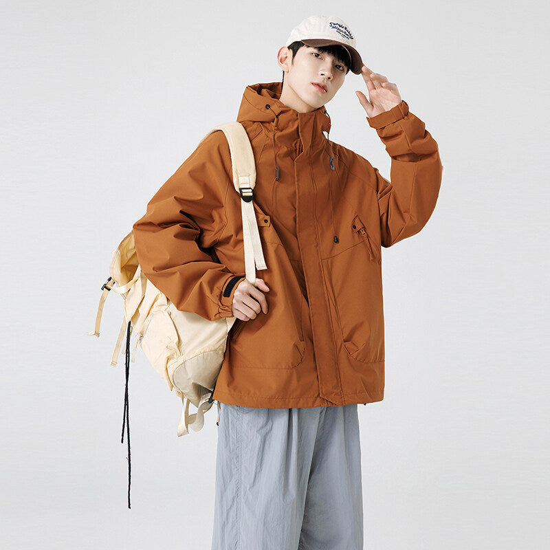 Herren Windbreaker-Jacke mit verstellbarem Kapuzenkragen und praktischen Taschen Aliams