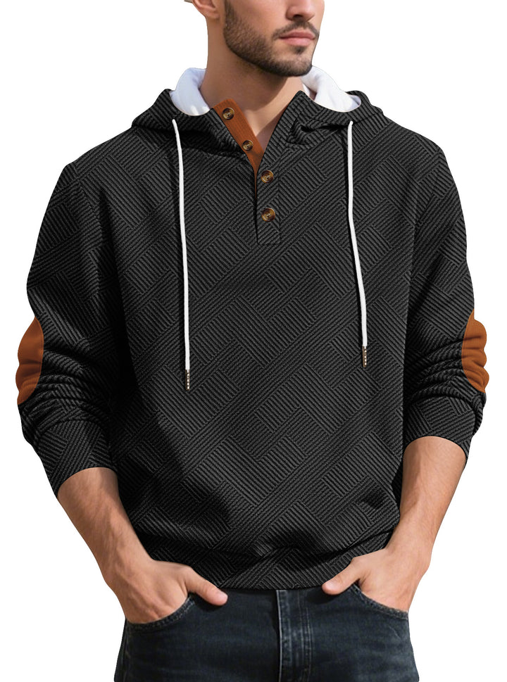 Herren Kapuzenpullover mit Knopfleiste und strukturiertem Design Aliams