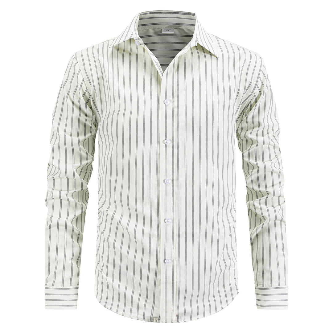 Herren gestreiftes Langarmhemd aus hochwertiger Baumwolle Aliams