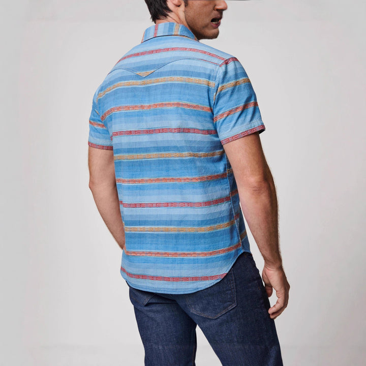 Herren Kurzarm-Hemd mit gestreiftem Design und zwei Brusttaschen Aliams