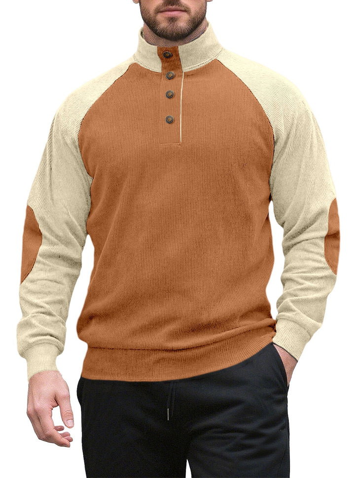 Herren Strickpullover mit modernem Knopfleisten-Design und Raglanärmeln Aliams