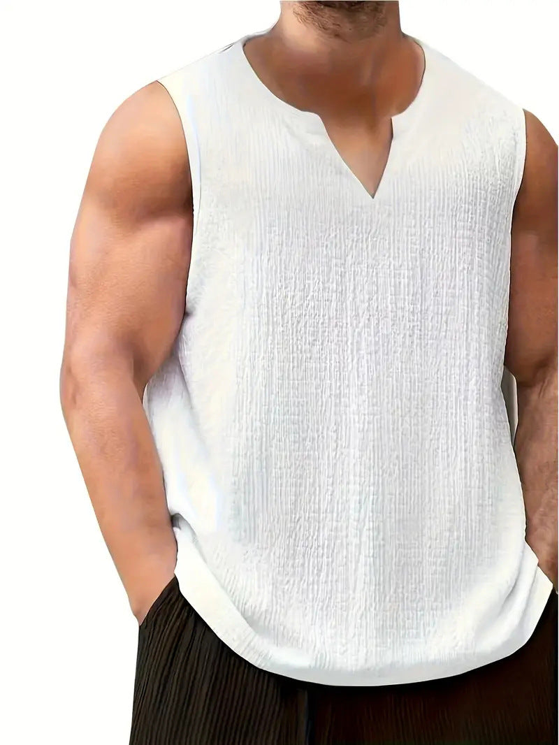 Herren Ärmelloses Freizeitshirt mit strukturiertem Design und V-Ausschnitt Aliams