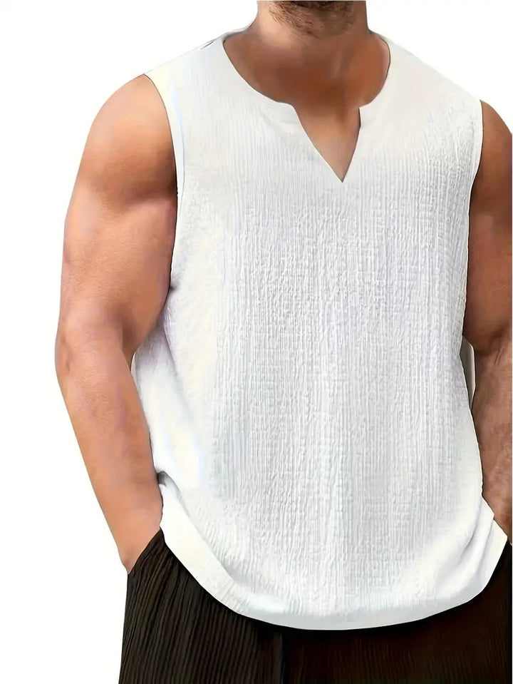 Herren Ärmelloses Freizeitshirt mit strukturiertem Design und V-Ausschnitt Aliams