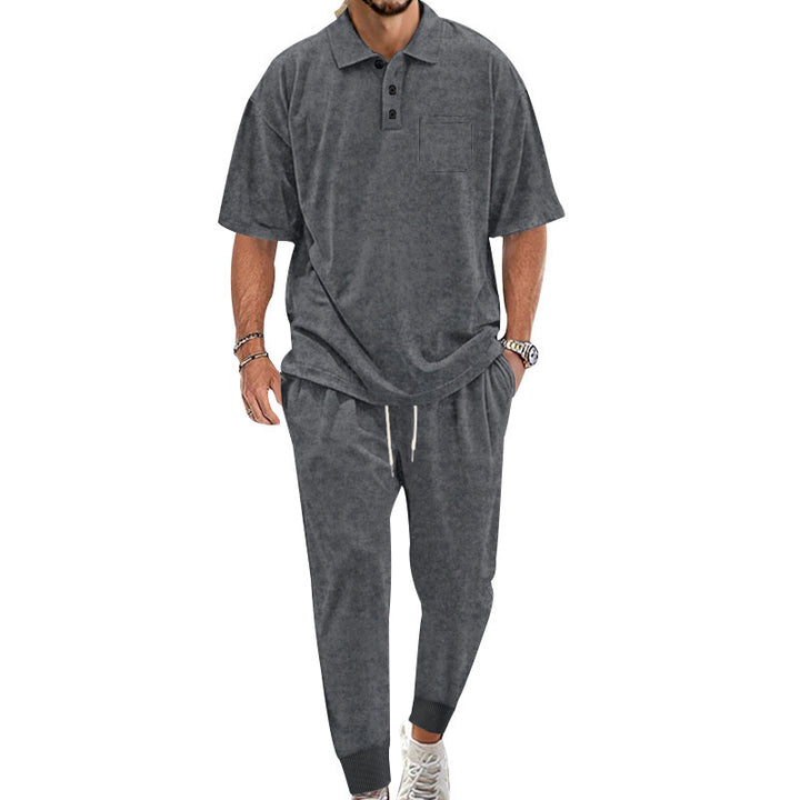 Herren komfortables Freizeit-Set mit Kurzarm-Polohemd und bequemen Jogginghosen Aliams