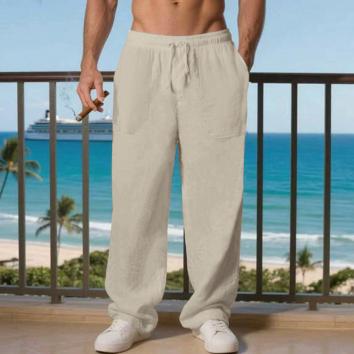 Herren Bequeme Strandhose mit seitlichen Taschen und elastischem Bund Aliams