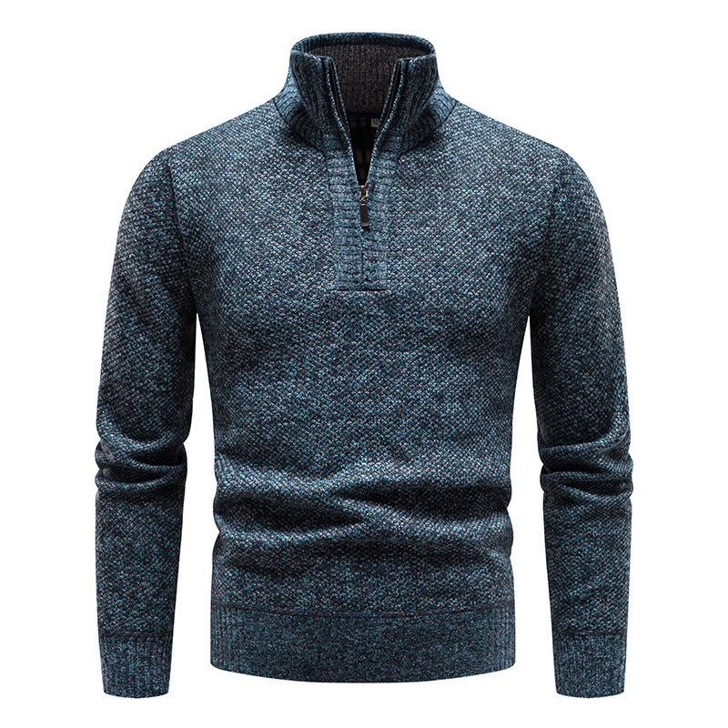 Herren eleganter Strickpullover mit modernem Stehkragen und Reißverschluss Aliams