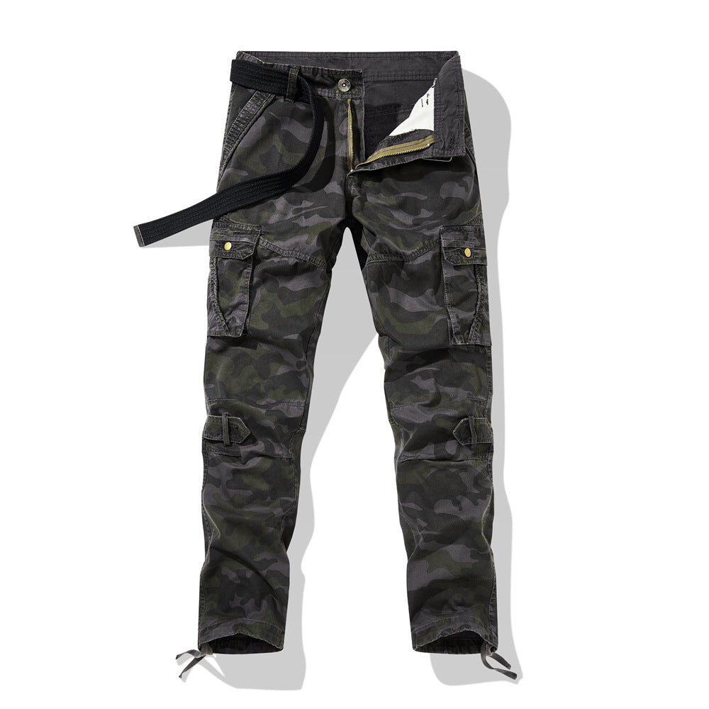 Herren Camouflage Cargo-Hose mit verstellbarem Gürtel und praktischen Taschen Aliams